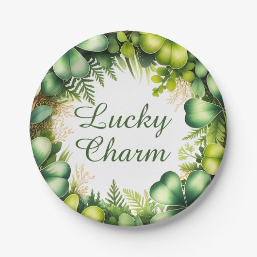 Lucky Charm Shamrock Wreath Paper Plates ペーパープレート (正面)