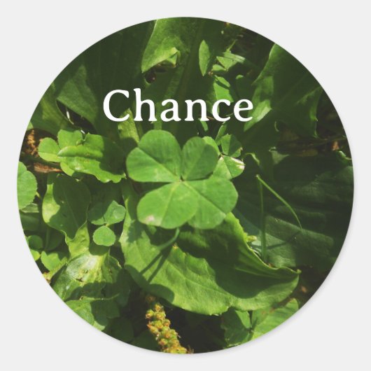 Lucky Charm Sticker - Four Leaf Clover  ラウンドシール (正面)