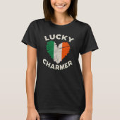 Lucky Charmer Grunge Heart Irish Flag St Patrick's Tシャツ (正面)