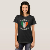 Lucky Charmer Grunge Heart Irish Flag St Patrick's Tシャツ (正面フル)