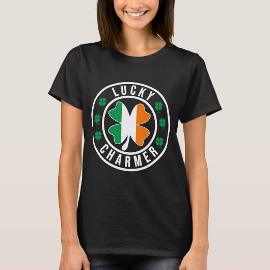 Lucky Charmer Irish Flag Shamrock T Shirt Tシャツ (正面)
