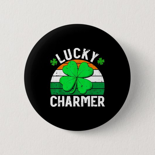 Lucky charmer shirts boys kids girls funny st 缶バッジ (正面)
