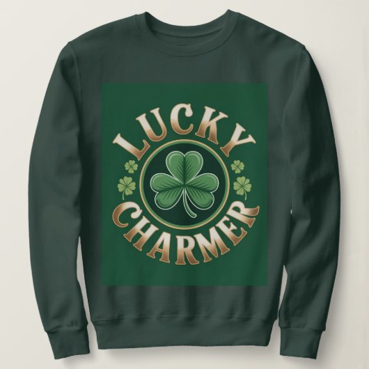 Lucky Charmer Women's Forest Green Sweatshirt スウェットシャツ (デザイン正面)