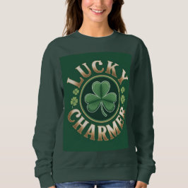 Lucky Charmer Women's Forest Green Sweatshirt スウェットシャツ