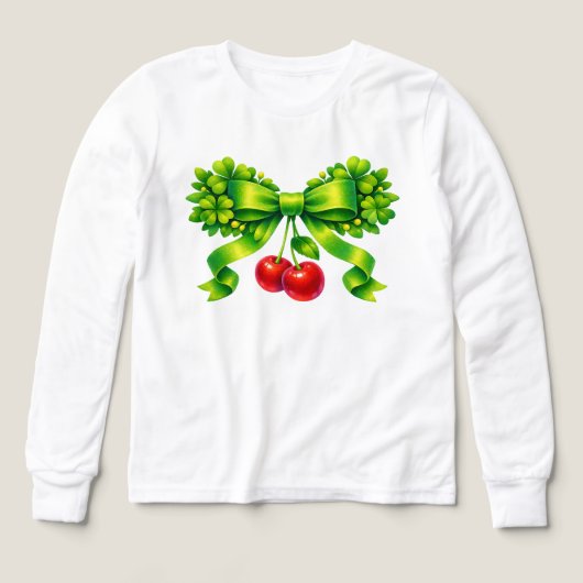 Lucky Clover Bow with Cherries Green Design (デザイン正面)