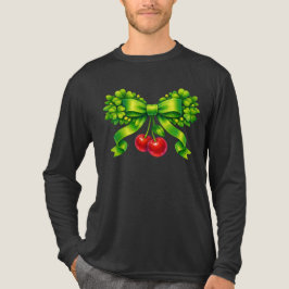 Lucky Clover Bow with Cherries Green Design トライブレンドＴシャツ