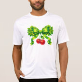 Lucky Clover Bow with Cherries Green Design Tシャツ (正面)