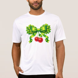 Lucky Clover Bow with Cherries Green Design Tシャツ