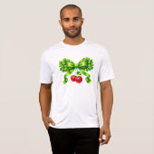 Lucky Clover Bow with Cherries Green Design Tシャツ (正面フル)