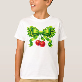 Lucky Clover Bow with Cherries Green Design Tシャツ