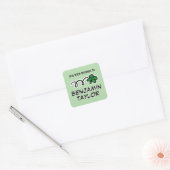 Lucky clover doodle personalized bookplate sticker スクエアシール (封筒)