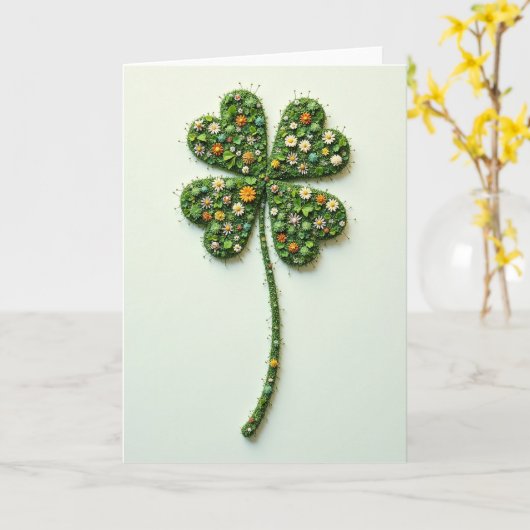 Lucky Clover Floral Pattern Card カード (黄色い花)