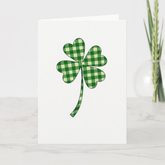 Lucky Clover Gingham Pattern Card カード (正面)