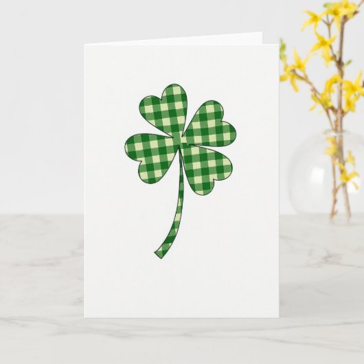 Lucky Clover Gingham Pattern Card カード (黄色い花)