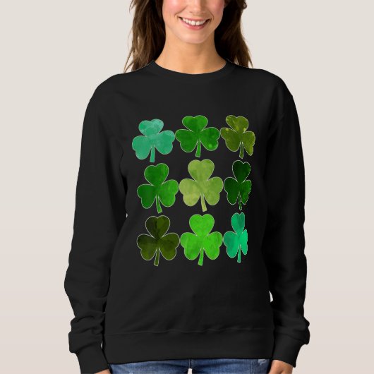 Lucky Clover Green Shamrock Irish Funny st patrick スウェットシャツ (正面)