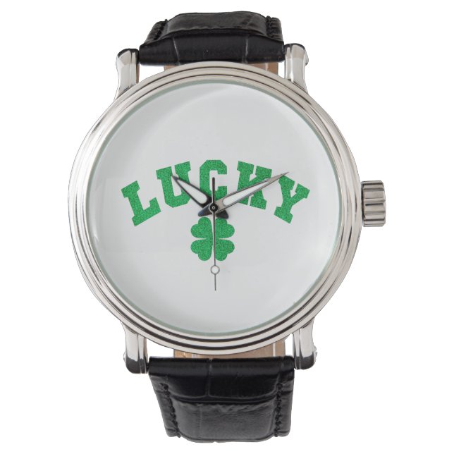 Lucky Clover Saint Patricks Day Both Side Print 腕時計 (正面)