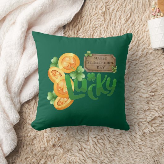 Lucky Coin Throw Pillow クッション (ブランケット)