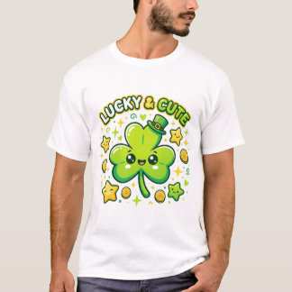 Lucky & Cute Shamrock Kawaii Design Tシャツ