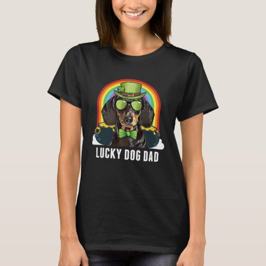 Lucky Dachshund Dog Dad St Patricks Day Tシャツ (正面)