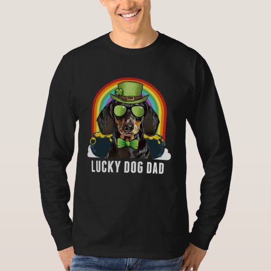 Lucky Dachshund Dog Dad St Patricks Day Tシャツ (正面)