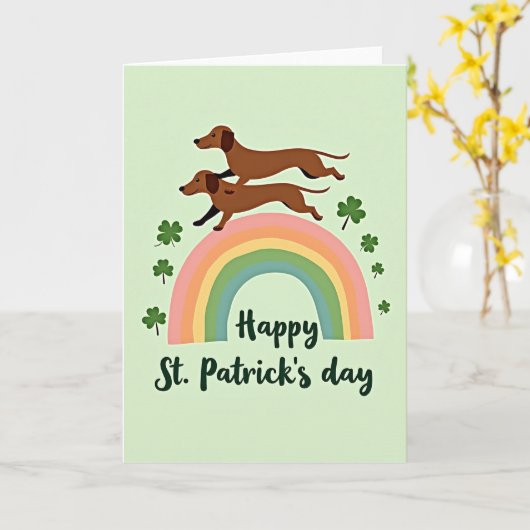 Lucky Dachshunds Rainbow Card カード (黄色い花)
