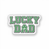 Lucky Dad Bold Masculine Forest Green Typography  シール (正面)