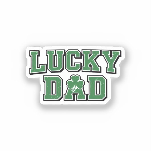 Lucky Dad Bold Masculine Forest Green Typography  シール (正面)