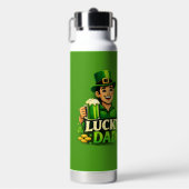 Lucky Dad – St. Patrick’s Day Clover Design ウォーターボトル (正面)