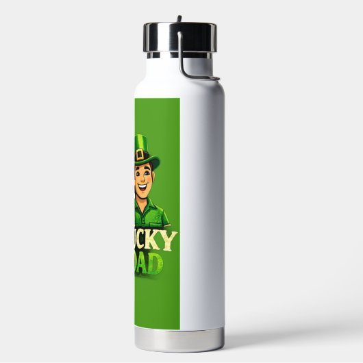 Lucky Dad – St. Patrick’s Day Clover Design ウォーターボトル (左面)