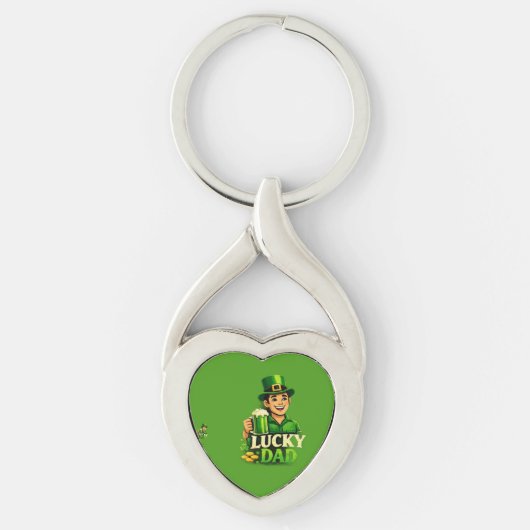 Lucky Dad – St. Patrick’s Day Clover Design キーホルダー (正面)