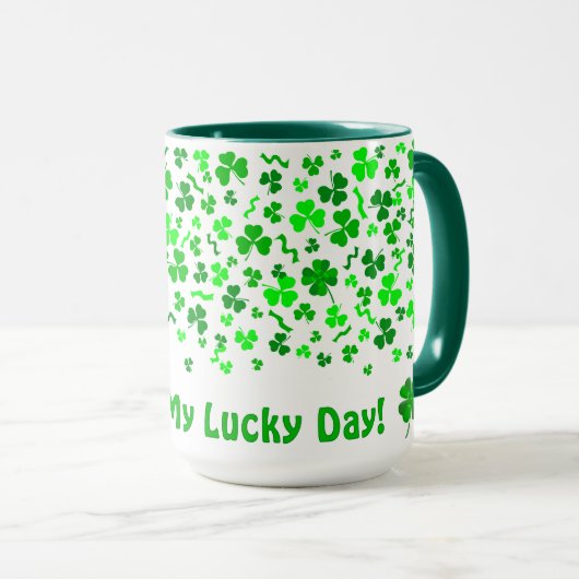 Lucky Day Shamrocks Four Leaf Clover Personalized  マグカップ (正面右)