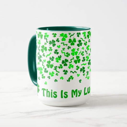 Lucky Day Shamrocks Four Leaf Clover Personalized  マグカップ (正面左)