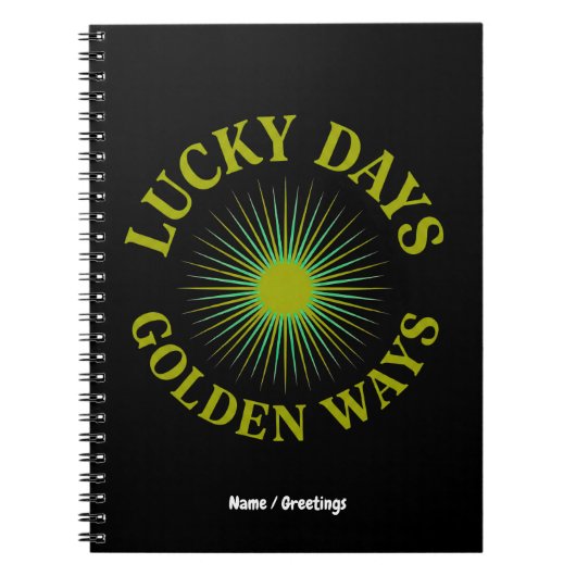 Lucky Days & Golden Ways Retro Sunburst Heritage  ノートブック (正面)