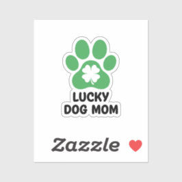 Lucky Dog Mom Green Shamrock Paw Print St Patrick  シール
