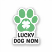 Lucky Dog Mom Green Shamrock Paw Print St Patrick  シール (正面)
