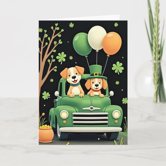 Lucky Dogs Truck Happy St Patricks Card カード (正面)