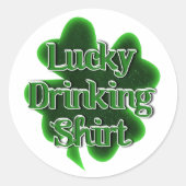 Lucky Drinking Shirt St. Patrick's Day ラウンドシール (正面)