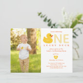 Lucky Duck First Birthday Photo Invitation 招待状 (スタンド正面)