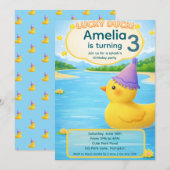 Lucky Duck Kid Birthday 招待状 (正面/裏面)