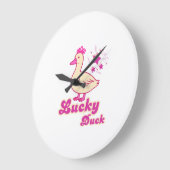 Lucky Duck women T-shirt Modern Design ラージ壁時計 (傾斜)