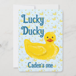 Lucky Ducky First Birthday Invitation 招待状