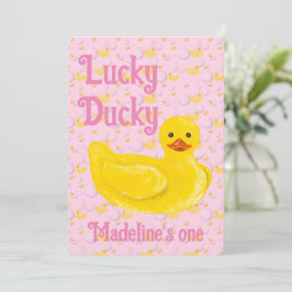 Lucky Ducky First Birthday Invitation 招待状