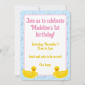 Lucky Ducky First Birthday Invitation 招待状 (裏面)
