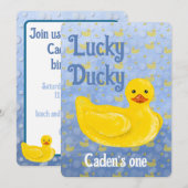 Lucky Ducky First Birthday Invitation 招待状 (正面/裏面)