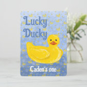 Lucky Ducky First Birthday Invitation 招待状 (スタンド正面)