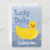 Lucky Ducky First Birthday Invitation 招待状 (正面)
