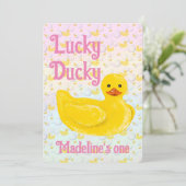 Lucky Ducky First Birthday Invitation 招待状 (スタンド正面)