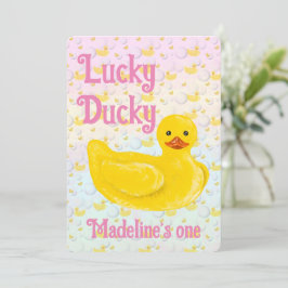 Lucky Ducky First Birthday Invitation 招待状