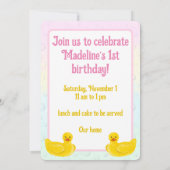 Lucky Ducky First Birthday Invitation 招待状 (裏面)