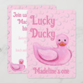Lucky Ducky First Birthday Invitation 招待状 (正面/裏面)